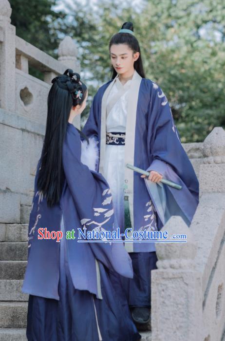 Traditional Chinese Wei Jin Dynasty Replica Costumes Ancient Swordsman Hanfu Clothing Complete Set