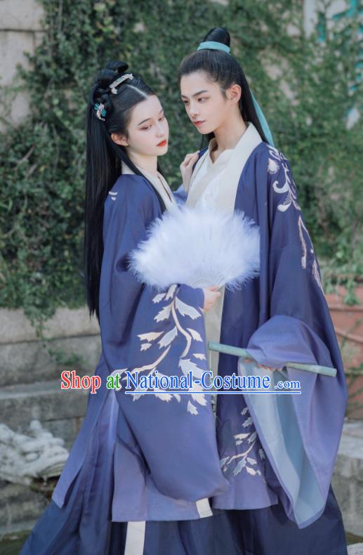 Traditional Chinese Wei Jin Dynasty Replica Costumes Ancient Swordsman Hanfu Clothing Complete Set