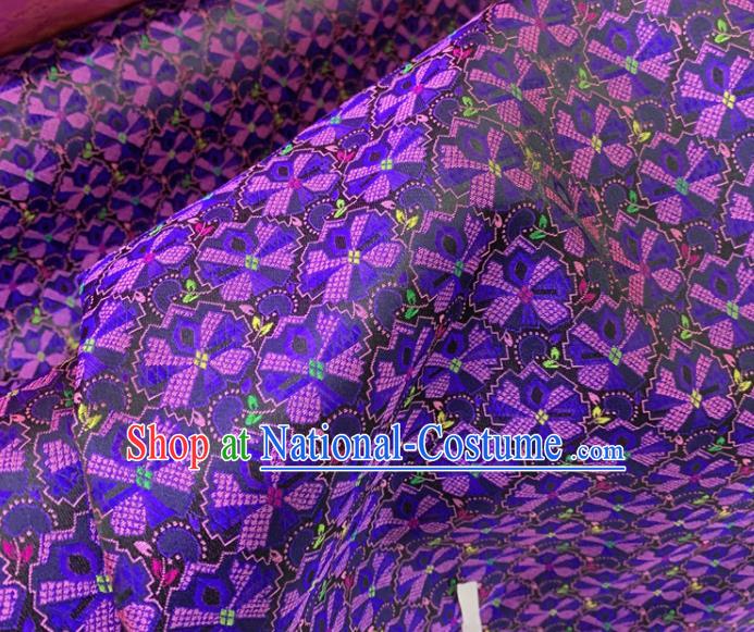 Chinese Classical Pattern Purple Silk Fabric Traditional Ancient Hanfu Dress Brocade Cloth