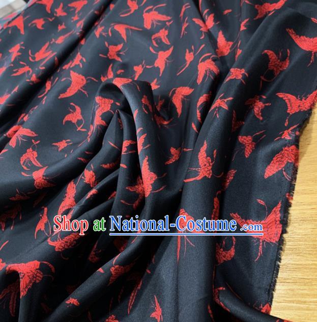 Chinese Classical Butterfly Pattern Black Silk Fabric Traditional Ancient Hanfu Dress Brocade Cloth