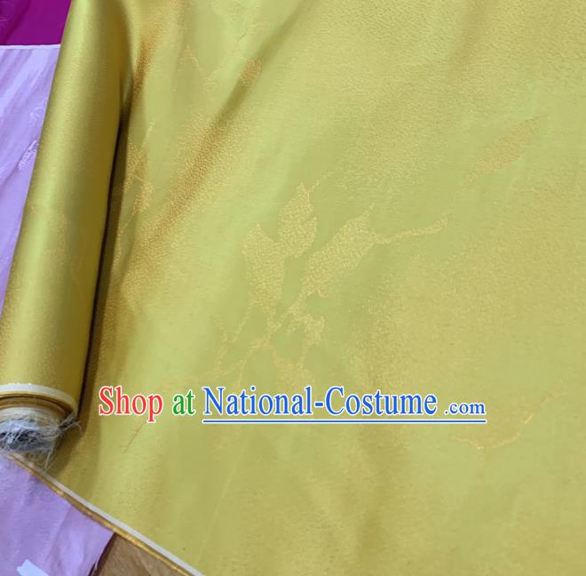 Chinese Classical Pattern Yellow Silk Fabric Traditional Ancient Hanfu Dress Brocade Cloth