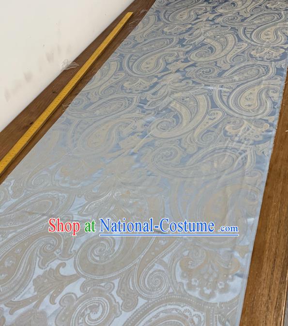 Chinese Classical Paisley Pattern Light Blue Silk Fabric Traditional Ancient Hanfu Dress Brocade Cloth