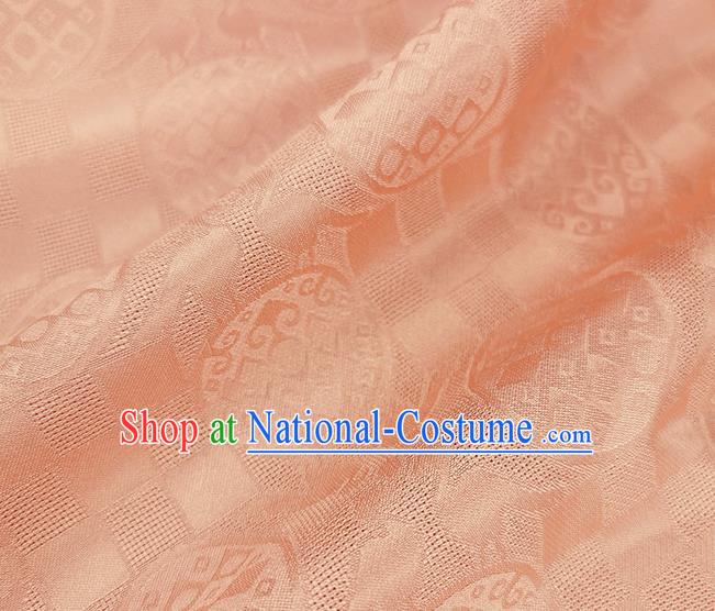 Chinese Classical Round Pattern Orange Silk Fabric Traditional Ancient Hanfu Dress Brocade Cloth