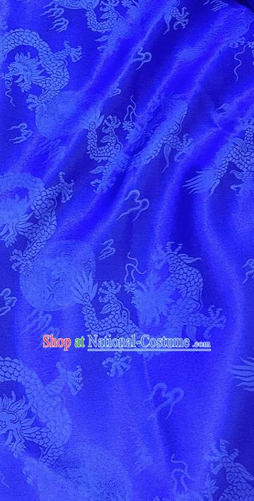 Chinese Classical Dragon Pattern Royalblue Silk Fabric Traditional Ancient Hanfu Dress Brocade Cloth