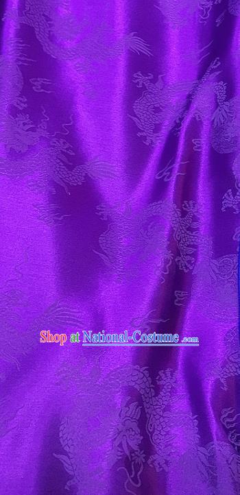 Chinese Classical Dragon Pattern Purple Silk Fabric Traditional Ancient Hanfu Dress Brocade Cloth