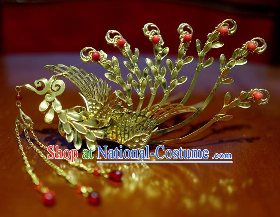 Chinese Traditional Ancient Court Queen Tassel Phoenix Hairpins Classical Hanfu Hair Accessories for Women