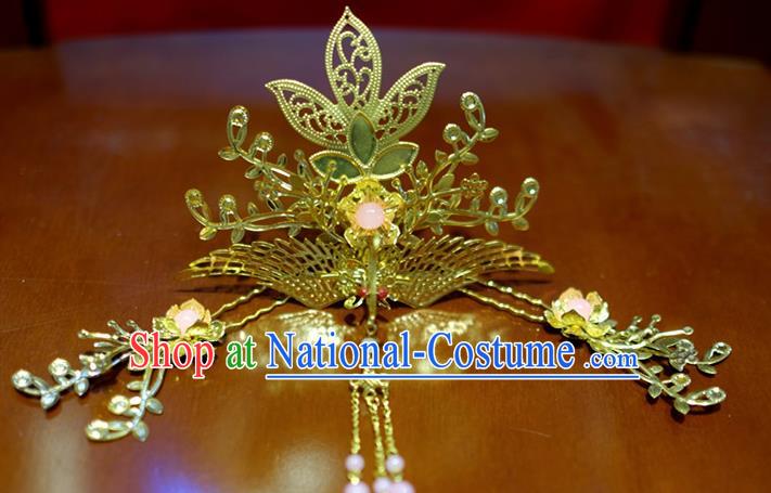 Chinese Traditional Ancient Court Queen Phoenix Hair Crown Hairpins Classical Hanfu Hair Accessories for Women