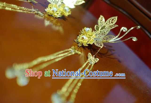 Chinese Traditional Ancient Court Queen Flowers Hairpins Classical Hanfu Hair Accessories for Women