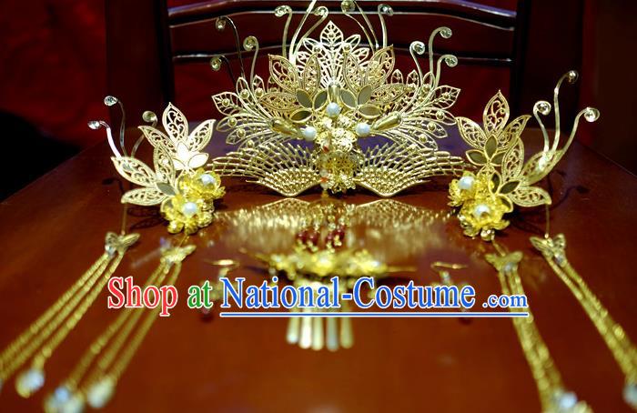 Chinese Traditional Ancient Court Queen Hair Comb Hairpins Classical Hanfu Hair Accessories Complete Set for Women