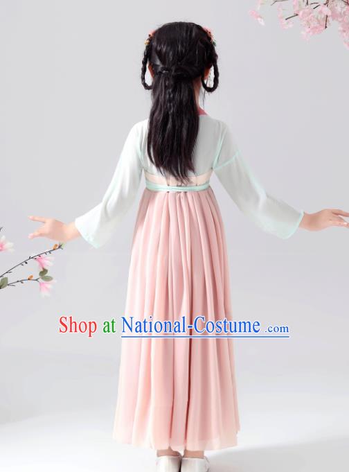 Chinese Traditional Tang Dynasty Girls Pink Hanfu Dress Ancient Princess Costume for Kids