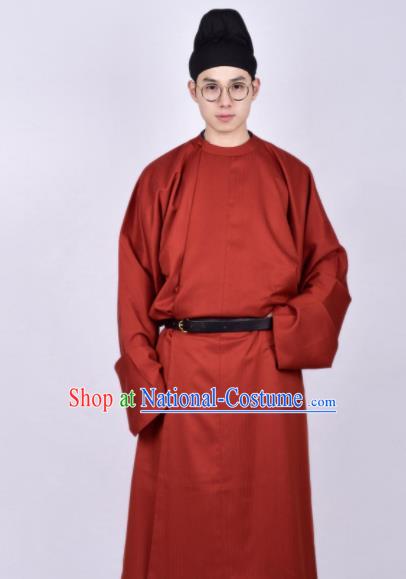 Chinese Traditional Tang Dynasty Imperial Bodyguard Hanfu Red Robe Ancient Swordsman Costume for Men