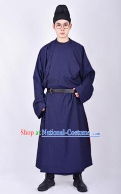 Chinese Traditional Tang Dynasty Imperial Bodyguard Hanfu Royalblue Robe Ancient Swordsman Costume for Men