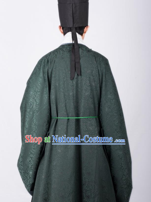 Chinese Traditional Ming Dynasty Scholar Hanfu Green Robe Ancient Taoist Priest Costume for Men