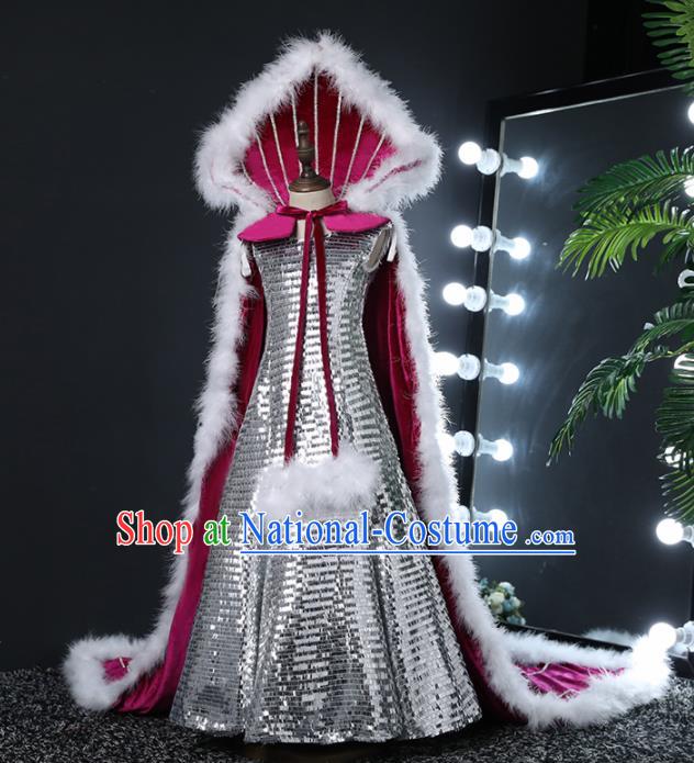 Top Grade Children Day Dance Performance Argent Dress Kindergarten Girl Cosplay Queen Stage Show Costume for Kids