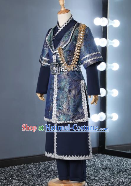 Chinese Children Day Classical Dance Performance Royalblue Outfits Kindergarten Boys Stage Show Costume for Kids