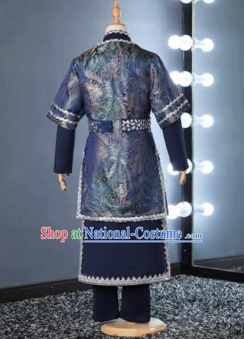 Chinese Children Day Classical Dance Performance Royalblue Outfits Kindergarten Boys Stage Show Costume for Kids