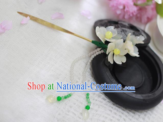 Chinese Ancient Court Queen Peach Blossom Tassel Hairpins Traditional Classical Hanfu Hair Accessories for Women