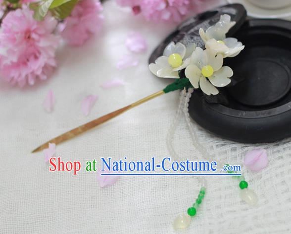 Chinese Ancient Court Queen Peach Blossom Tassel Hairpins Traditional Classical Hanfu Hair Accessories for Women