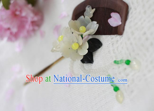 Chinese Ancient Court Queen Peach Blossom Tassel Hairpins Traditional Classical Hanfu Hair Accessories for Women