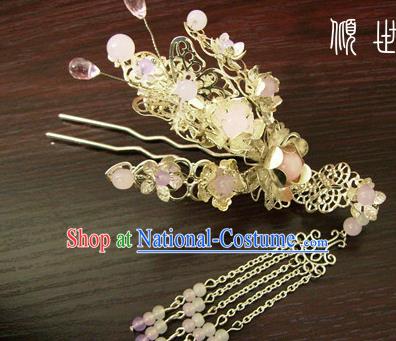 Chinese Ancient Court Queen Tassel Hairpins Traditional Classical Hanfu Hair Accessories for Women