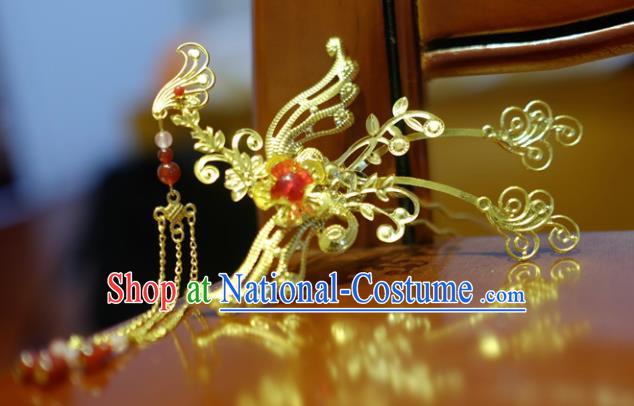 Chinese Classical Hanfu Hair Accessories Traditional Ancient Court Queen Phoenix Tassel Hairpins for Women