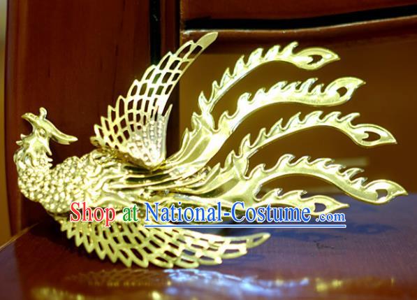 Chinese Traditional Ancient Court Queen Golden Phoenix Hairpins Classical Hanfu Hair Accessories for Women