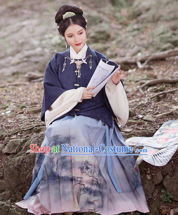 Traditional Chinese Ming Dynasty Female Winter Replica Costumes Ancient Nobility Lady Hanfu Dress for Women