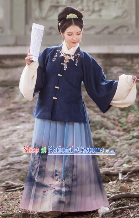 Traditional Chinese Ming Dynasty Female Winter Replica Costumes Ancient Nobility Lady Hanfu Dress for Women