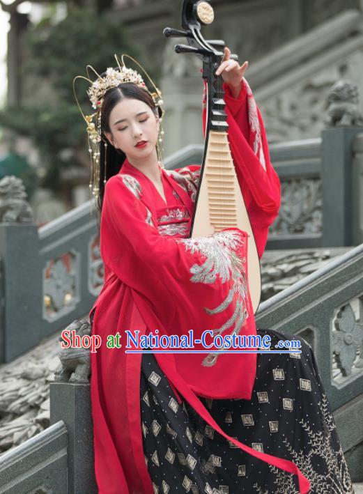 Traditional Chinese Tang Dynasty Princess Wedding Replica Costumes Ancient Nobility Lady Hanfu Dress for Women