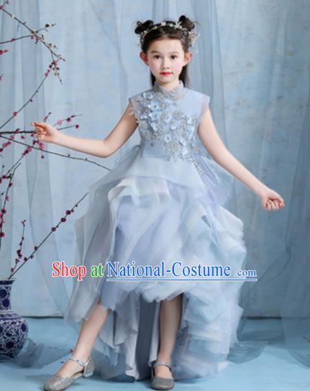 Top Grade Christmas Day Dance Performance Lilac Veil Full Dress Kindergarten Girl Stage Show Costume for Kids