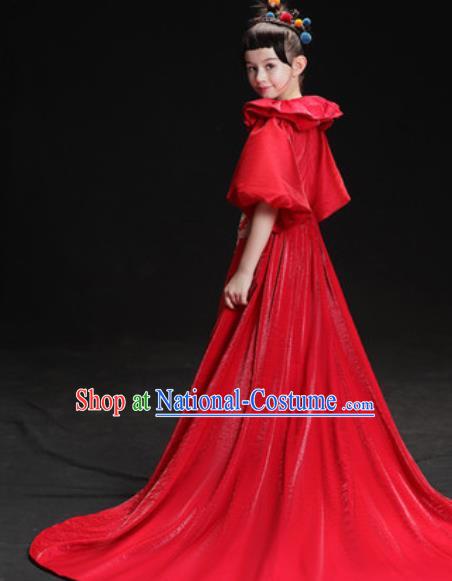 Chinese New Year Classical Dance Performance Red Dress Kindergarten Girls Stage Show Costume for Kids