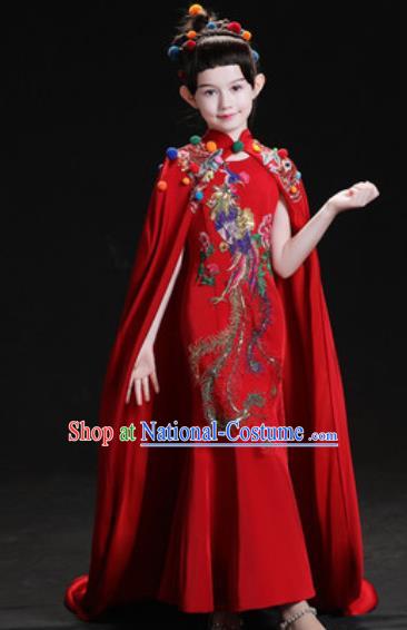 Chinese New Year Dance Performance Red Dress Kindergarten Girls Stage Show Costume for Kids