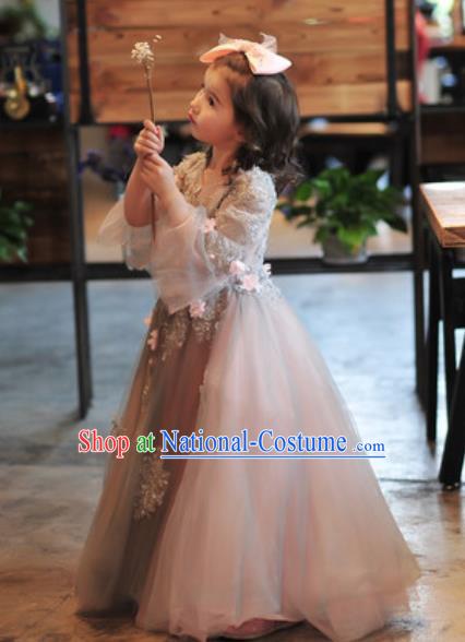 Top Grade Christmas Day Dance Performance Pink Bubble Dress Kindergarten Girl Stage Show Costume for Kids