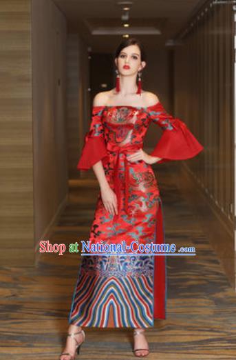 Chinese New Year Performance Red Dress National Dance Stage Show Costume for Women