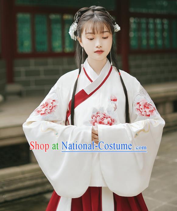 Traditional Chinese Ming Dynasty Rich Lady Replica Costumes Ancient Nobility Embroidered Hanfu Dress for Women