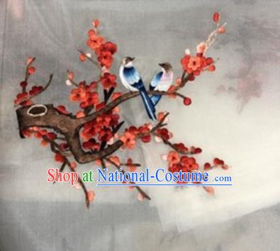 Chinese Traditional Suzhou Embroidery Red Plum Cloth Accessories Embroidered Patches Embroidering Craft