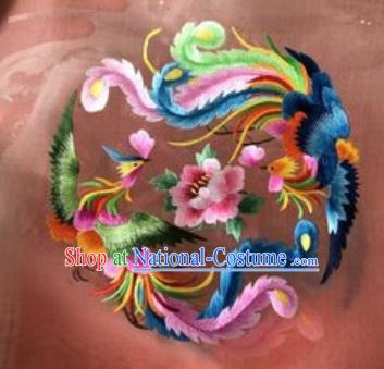 Chinese Traditional Suzhou Embroidery Phoenix Peony Cloth Accessories Embroidered Patches Embroidering Craft