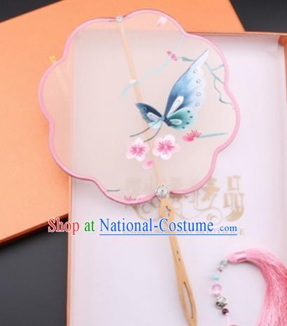 Chinese Traditional Suzhou Embroidery Butterfly Palace Fans Embroidered Fans Embroidering Craft