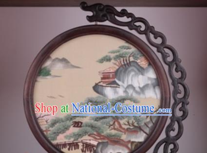 Chinese Traditional Suzhou Embroidery Pine Table Folding Screen Embroidered Rosewood Decoration Embroidering Craft