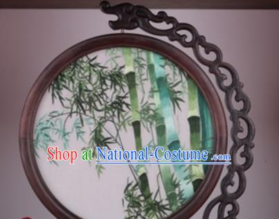 Chinese Traditional Suzhou Embroidery Bamboo Table Folding Screen Embroidered Rosewood Decoration Embroidering Craft