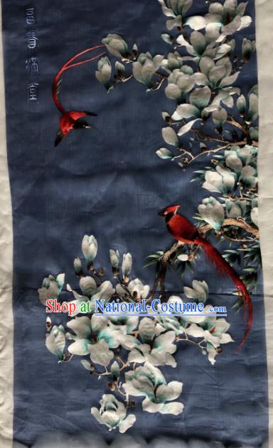 Chinese Traditional Suzhou Embroidery Yulan Magnolia Silk Picture Embroidered Patches Embroidering Craft