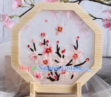 Chinese Traditional Suzhou Embroidery Cherry Blossom Decoration Embroidered Craft