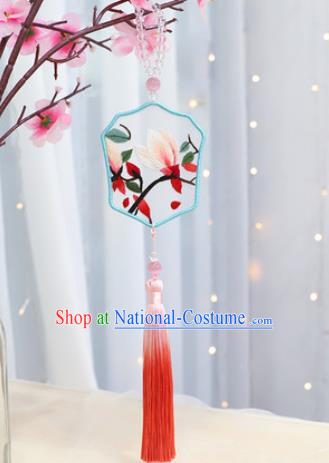 Traditional Chinese Handmade Embroidery Yulan Magnolia Hazelin Pendant Embroidered Amulet Accessories