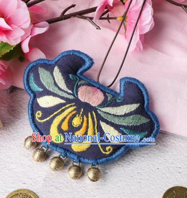 Traditional Chinese Handmade Embroidery Lotus Navy Longevity Lock Pendant Embroidered Amulet Accessories