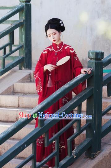 Traditional Chinese Ming Dynasty Court Wedding Replica Costumes Ancient Bride Royal Princess Red Hanfu Dress for Women