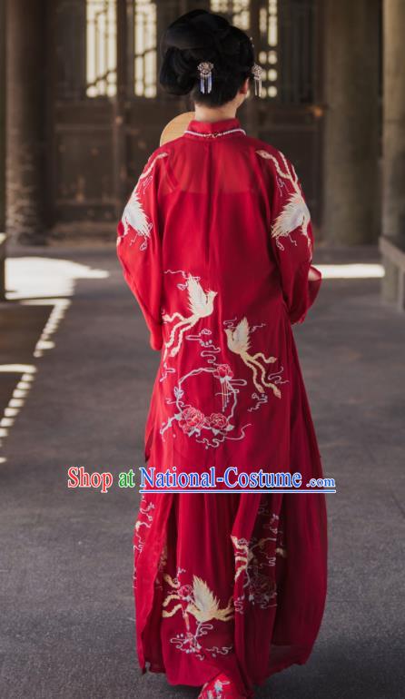 Traditional Chinese Ming Dynasty Court Wedding Replica Costumes Ancient Bride Royal Princess Red Hanfu Dress for Women