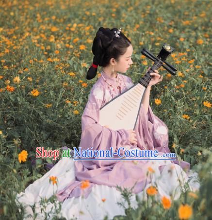 Traditional Chinese Ming Dynasty Nobility Mistress Replica Costumes Ancient Royal Countess Purple Hanfu Dress for Women