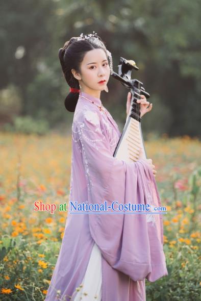 Traditional Chinese Ming Dynasty Nobility Mistress Replica Costumes Ancient Royal Countess Purple Hanfu Dress for Women