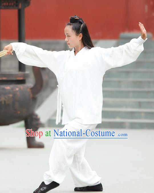 Chinese Traditional Wudang Martial Arts White Outfits Kung Fu Taoist Priest Tai Chi Costume for Women