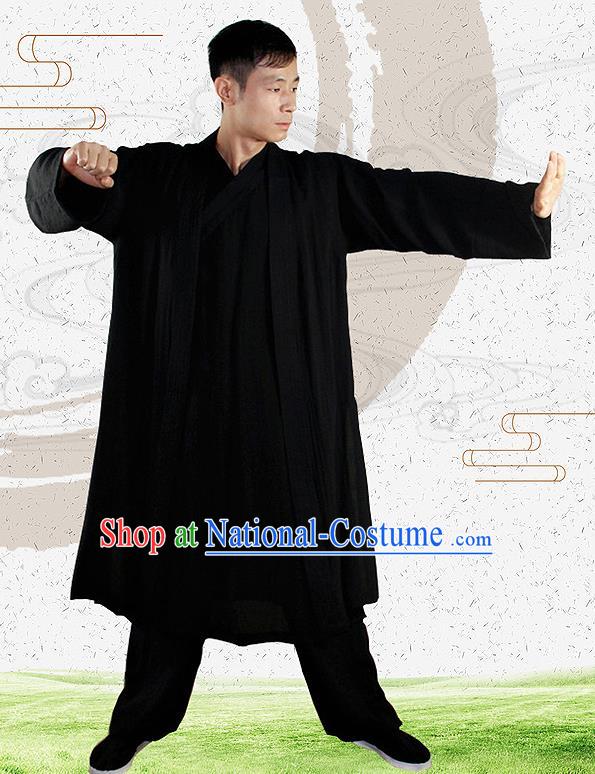 Traditional Chinese Martial Arts Black Outfits Kung Fu Wudang Taoist Priest Tai Chi Costume for Men